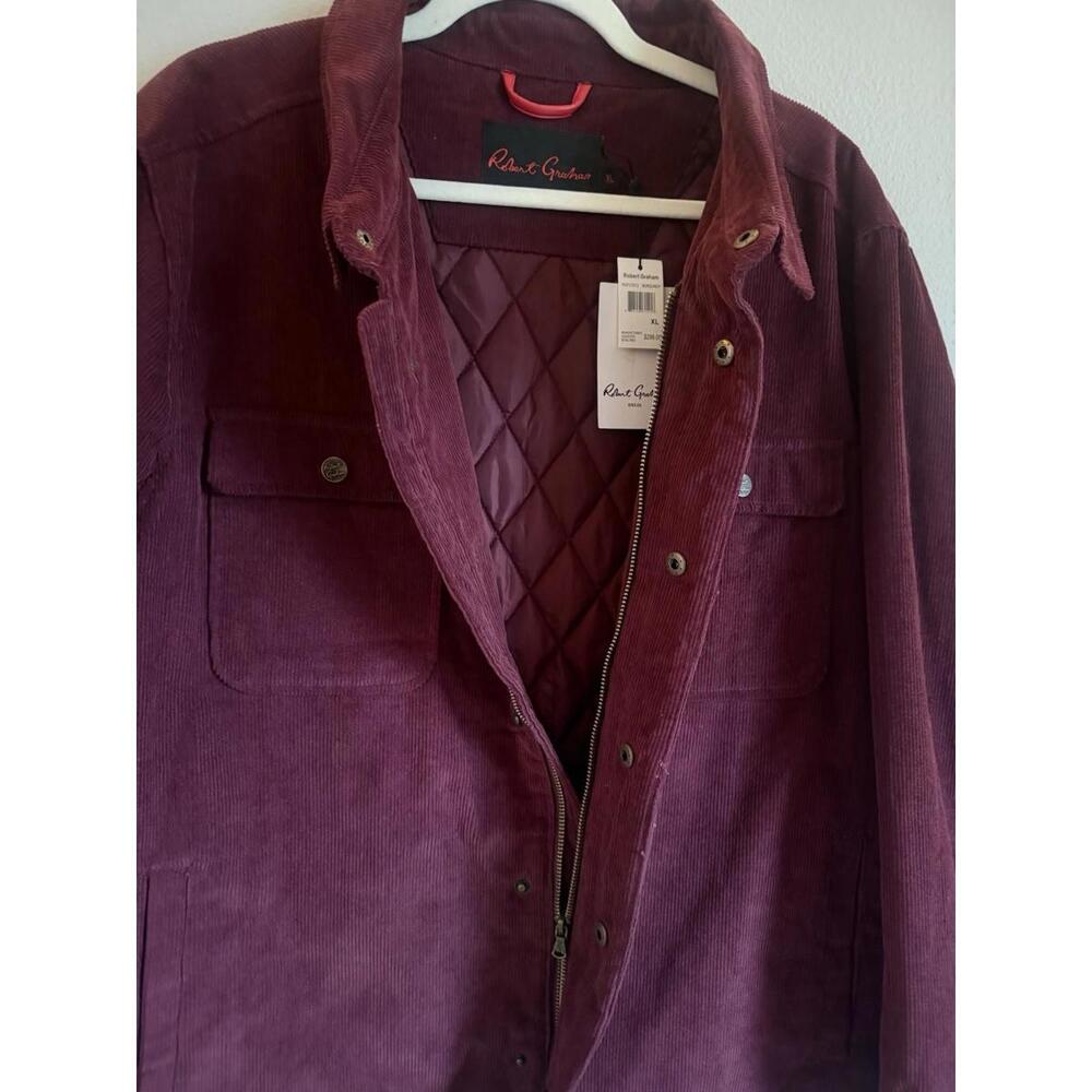 Robert Graham Corduroy Jacket Burgondy Mens XL Shacket New with Tags MSRP 298$ - Picture 4 of 6